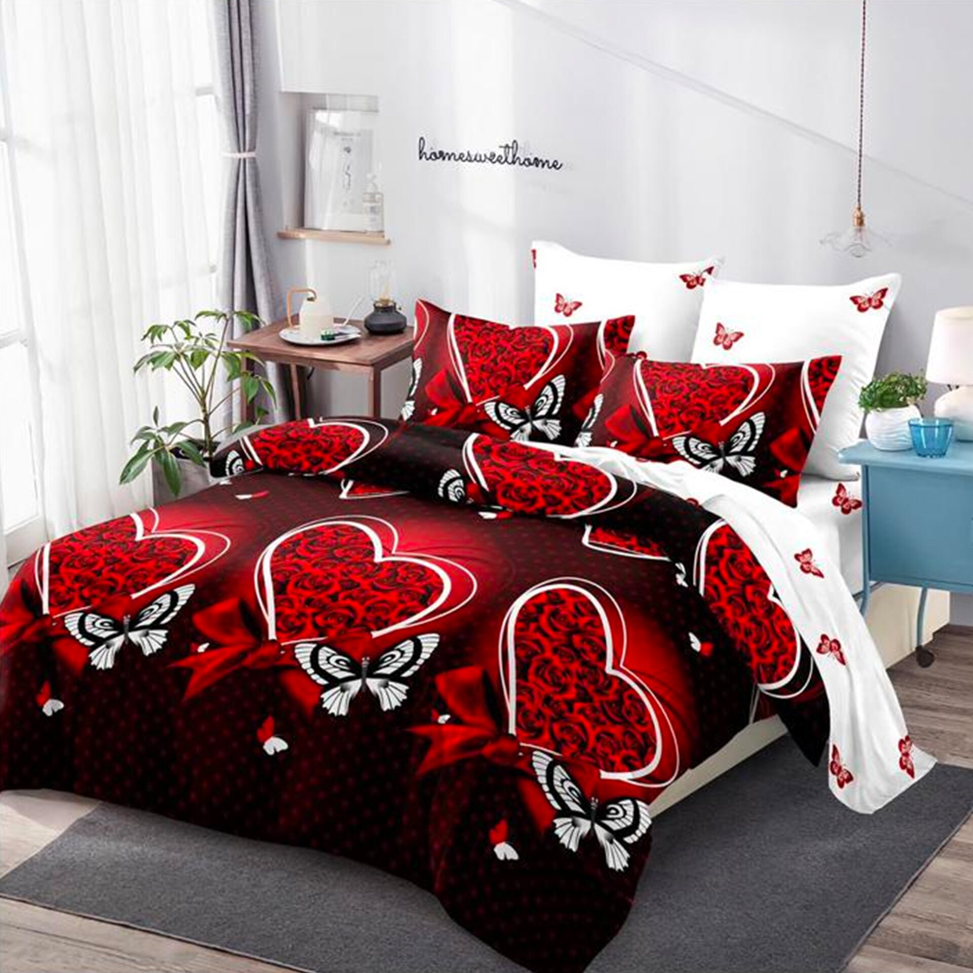 Lenjerie de pat, Pucioasa, Bumbac Finet cu Elastic, 6 piese, 2 Persoane, 385/C, 200 x 230cm