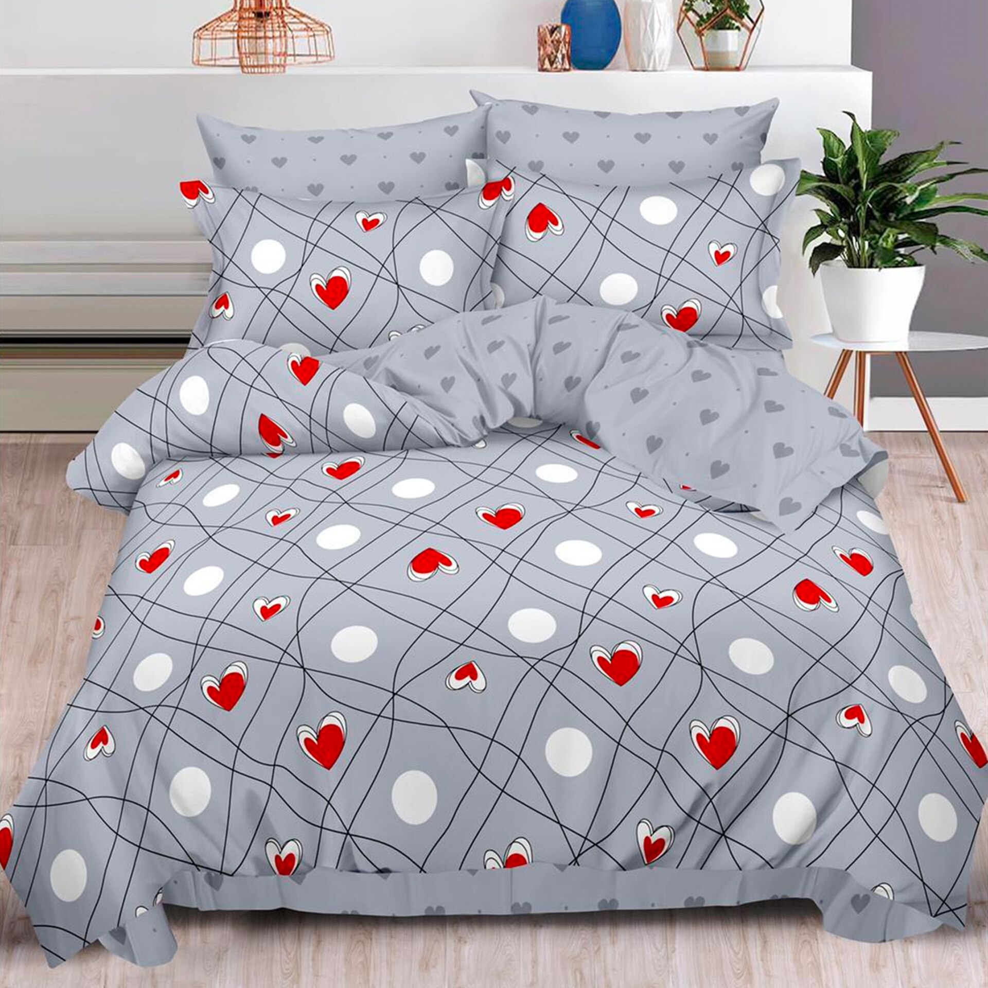 Lenjerie de pat, Pucioasa, Bumbac Finet, 6 piese, 2 Persoane, 487/C, 240 x 250cm