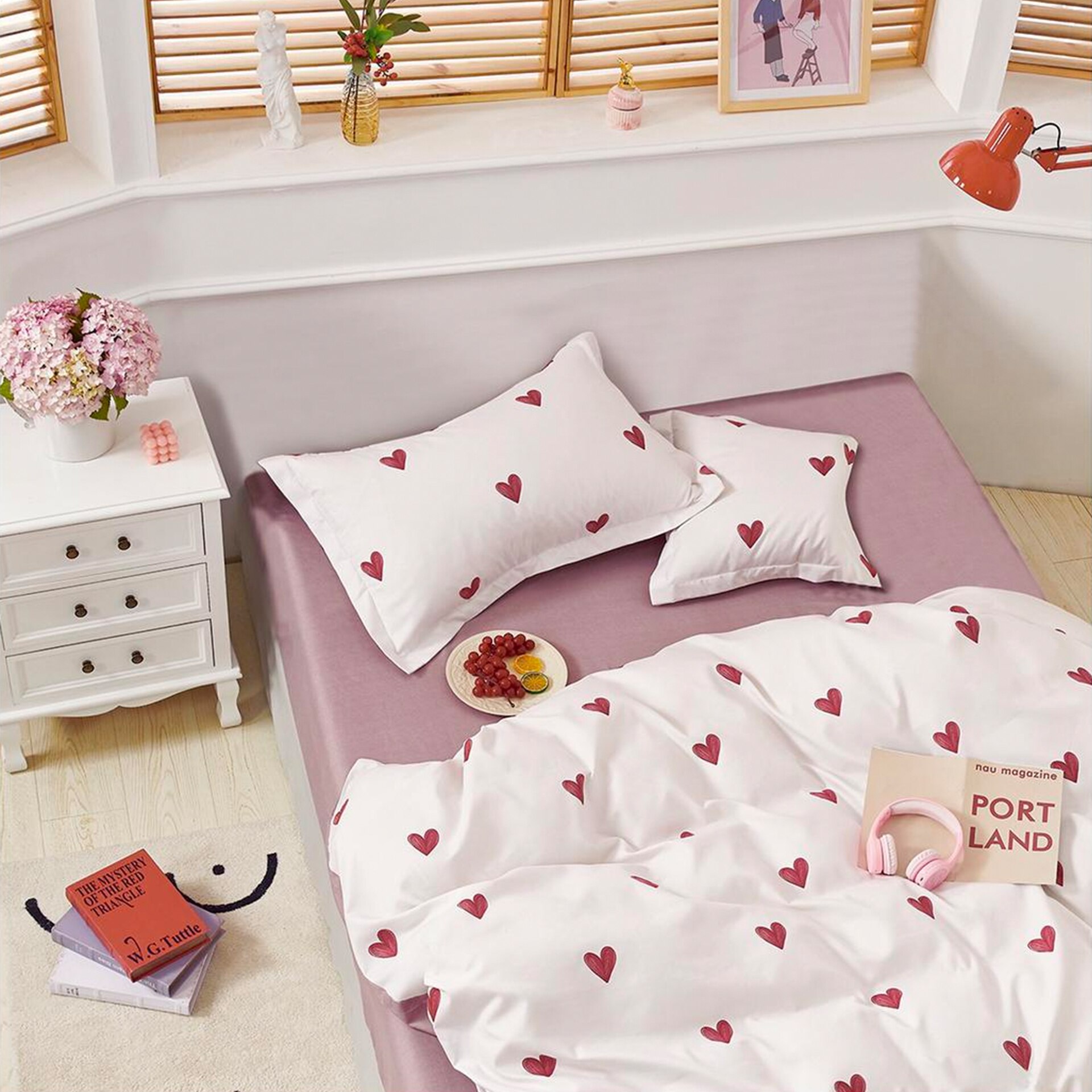 Lenjerie de pat, Pucioasa, Bumbac Finet, 6 piese, 2 Persoane, 466/C, 240 x 250cm