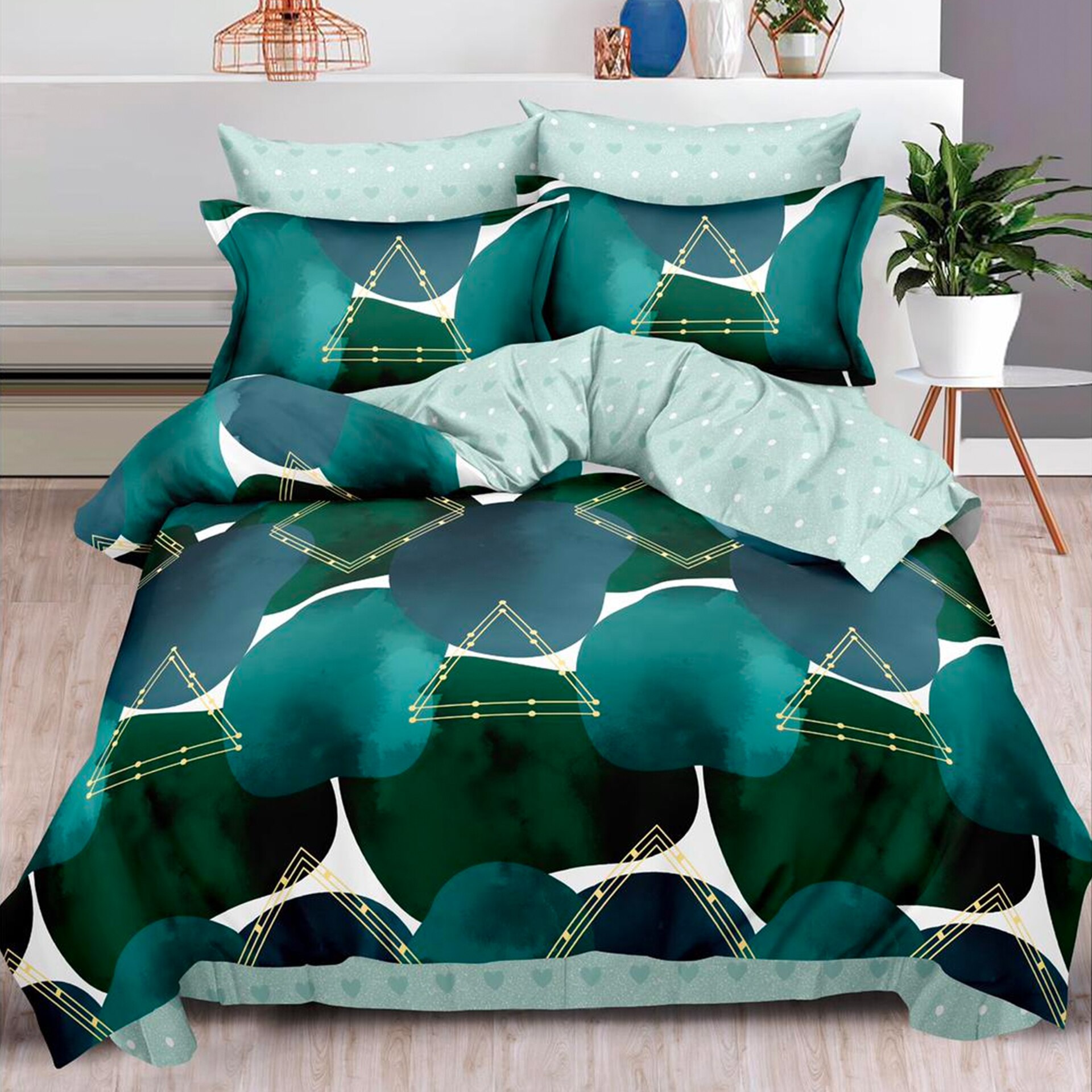 Lenjerie de pat, Pucioasa, Bumbac Finet, 6 piese, 2 Persoane, 467/C, 240 x 250cm