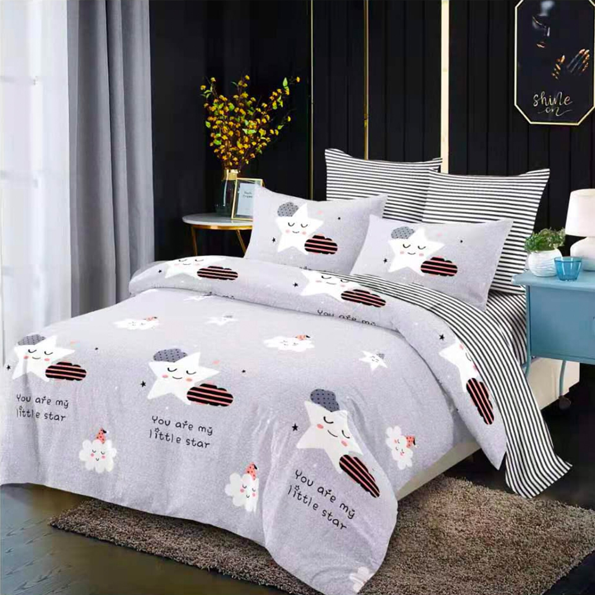 Lenjerie de pat, Pucioasa, Bumbac Finet, 6 piese, 2 Persoane, 454/C, 240 x 250cm