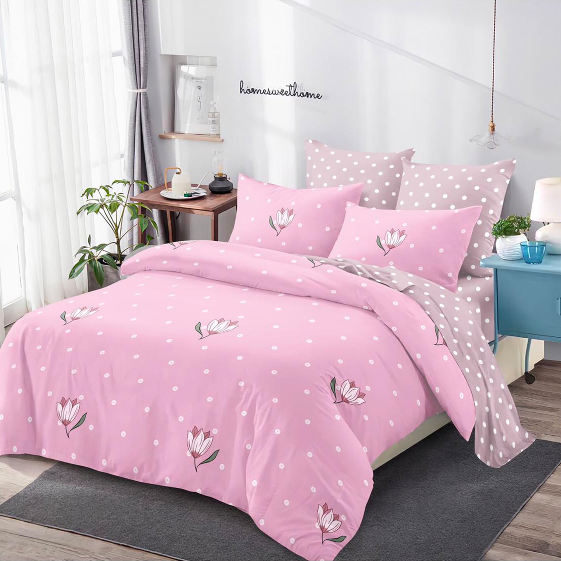 Lenjerie de pat, Pucioasa, Bumbac Finet, 6 piese, 2 Persoane, 452/C, 240 x 250cm