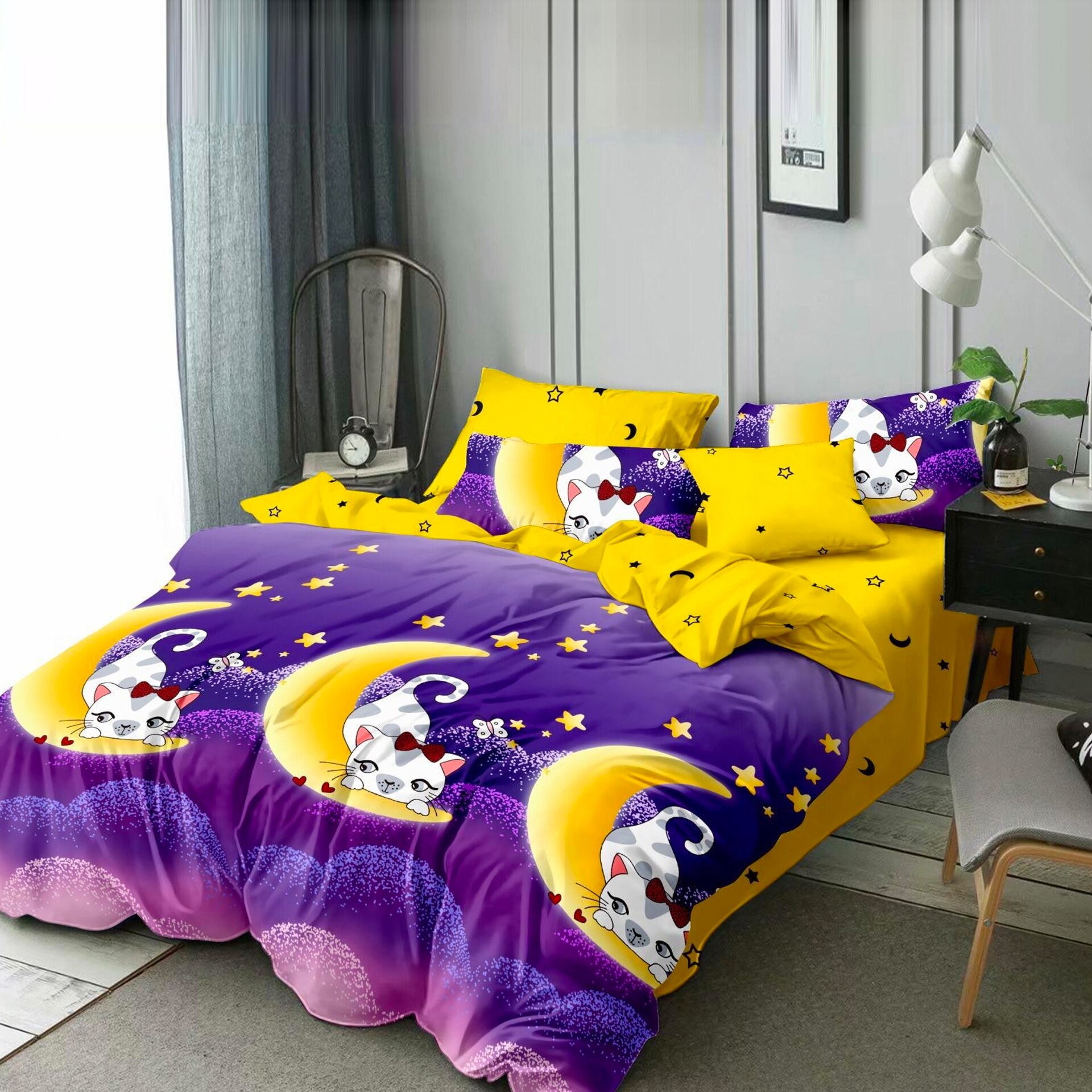 Lenjerie de pat, Pucioasa, Bumbac Satinat, 4 piese, 2 Persoane, 676/C, 200 x 230cm