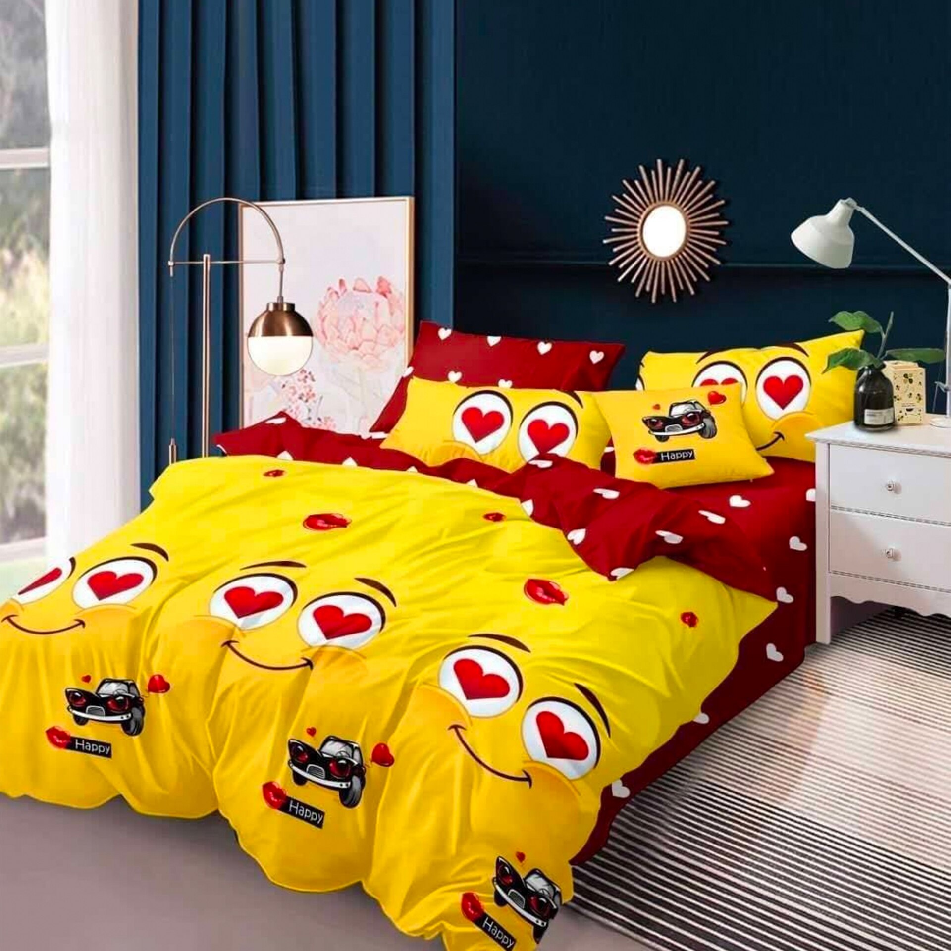 Lenjerie de pat, Pucioasa, Bumbac Satinat, 4 piese, 2 Persoane, 677/C, 200 x 230cm