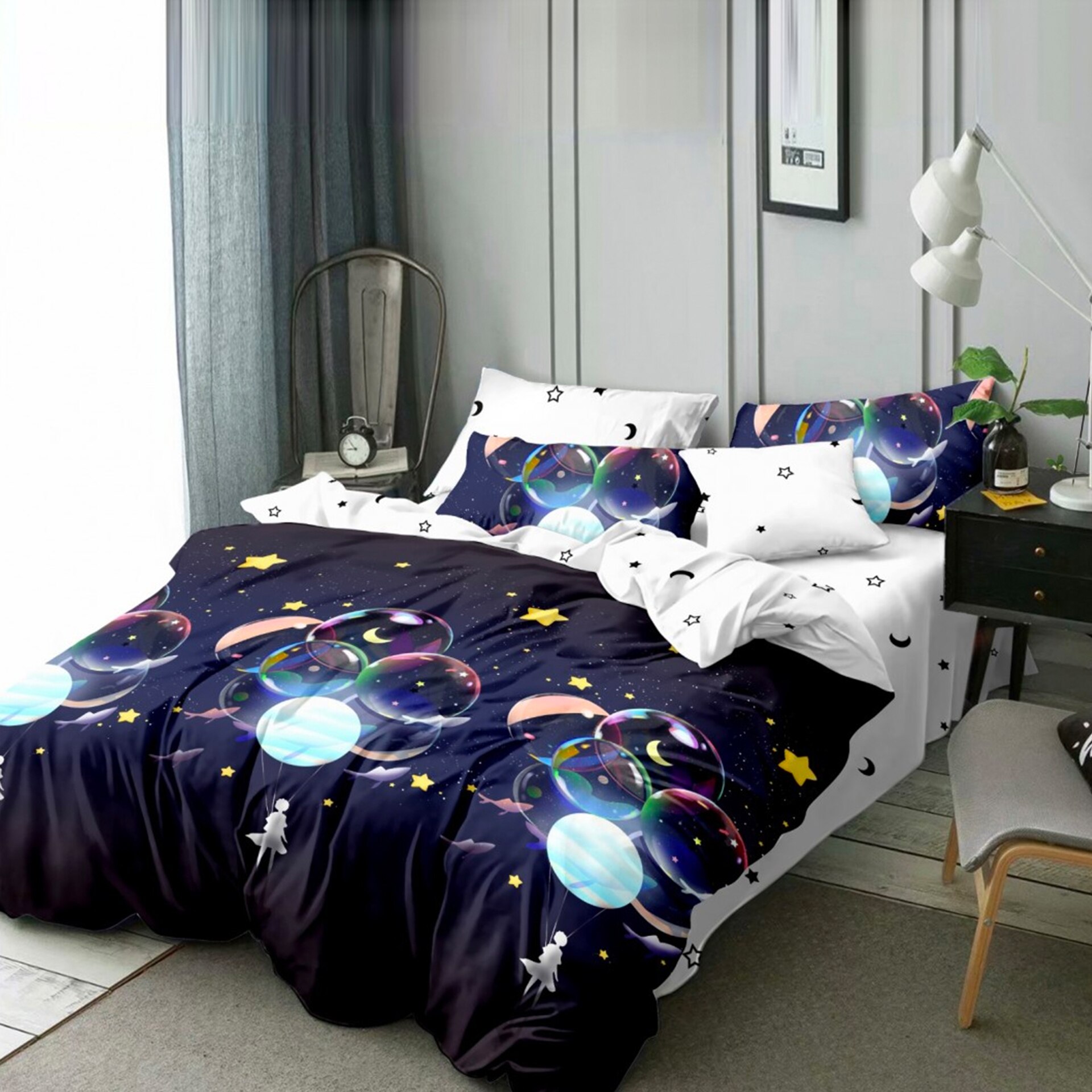 Lenjerie de pat, Pucioasa, Bumbac Satinat, 4 piese, 2 Persoane, 682/C, 200 x 230cm