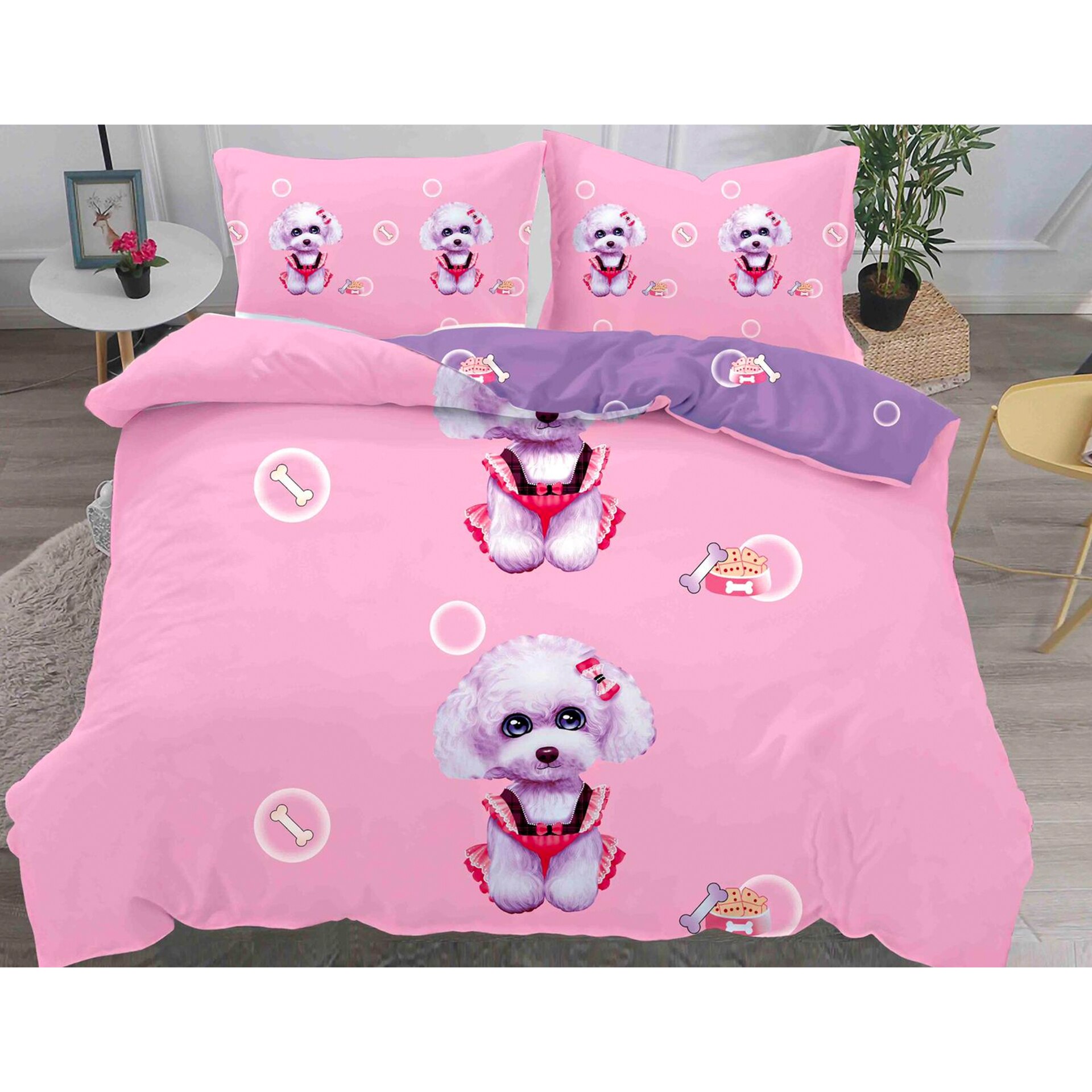 Lenjerie de pat, Pucioasa, Bumbac Satinat, 4 piese, 2 Persoane, 671/C, 200 x 230cm