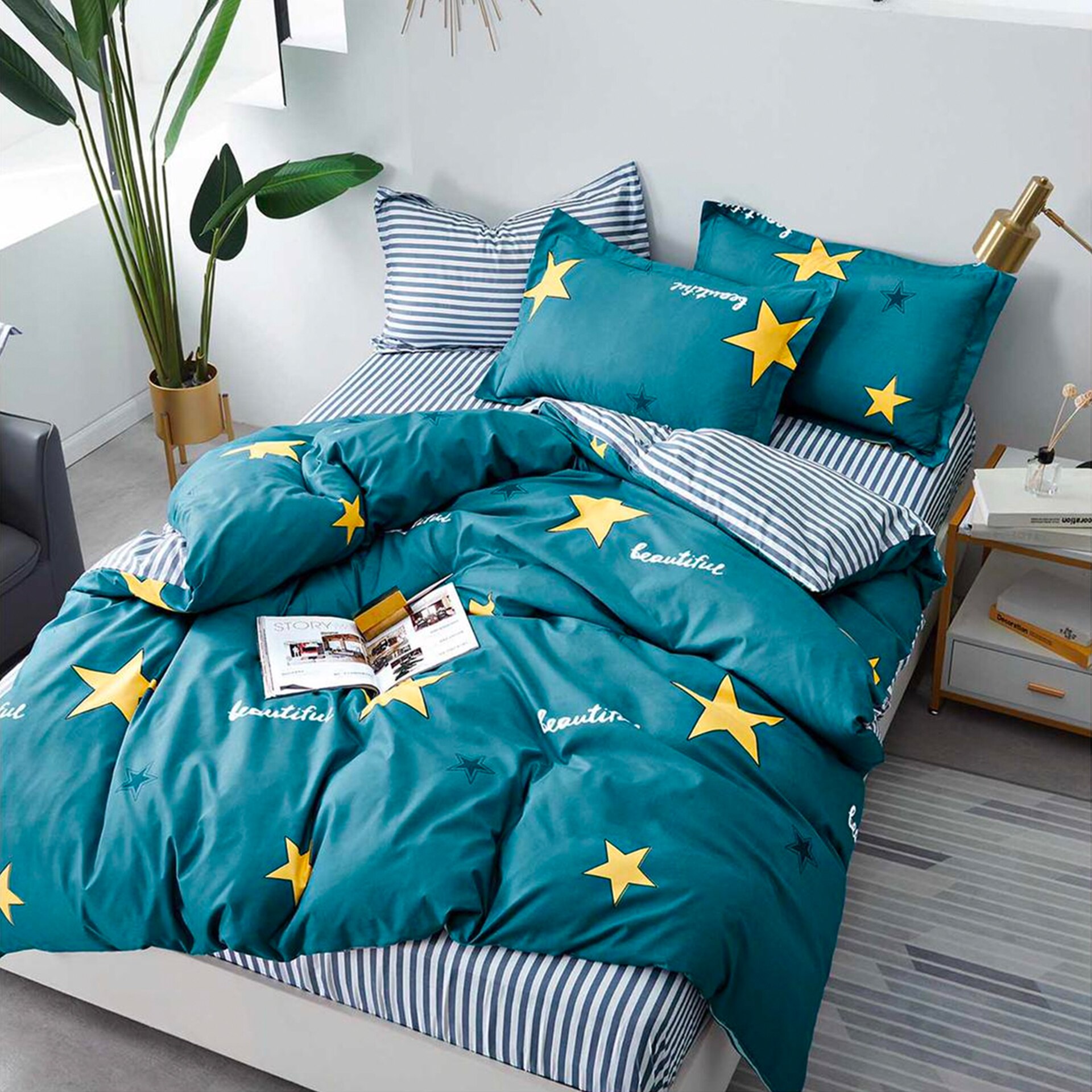 Lenjerie de pat, Pucioasa, Bumbac Satinat, 4 piese, 2 Persoane, 787/C, 200 x 230cm