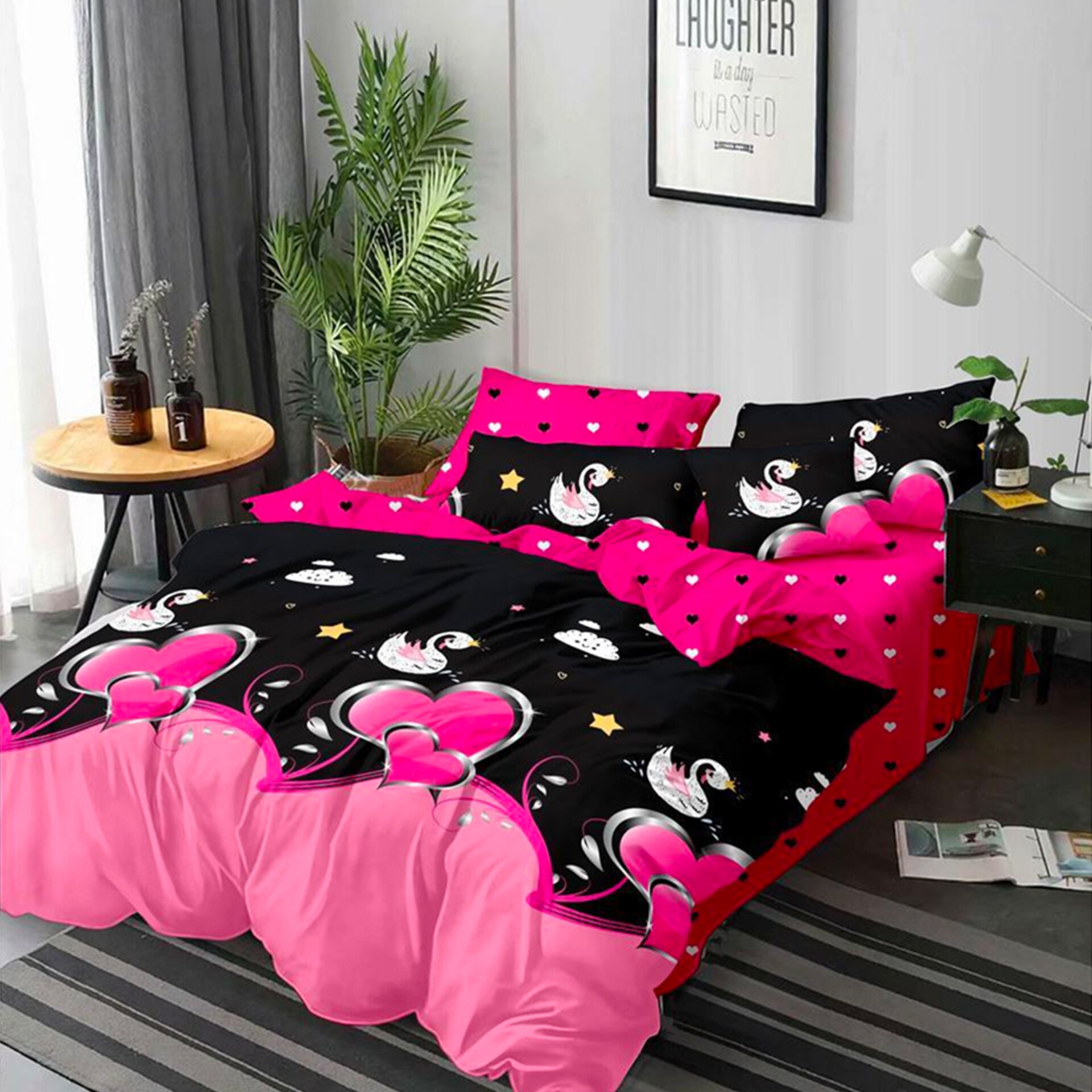 Lenjerie de pat, Pucioasa, Bumbac Satinat, 4 piese, 2 Persoane, 687/C, 200 x 230cm