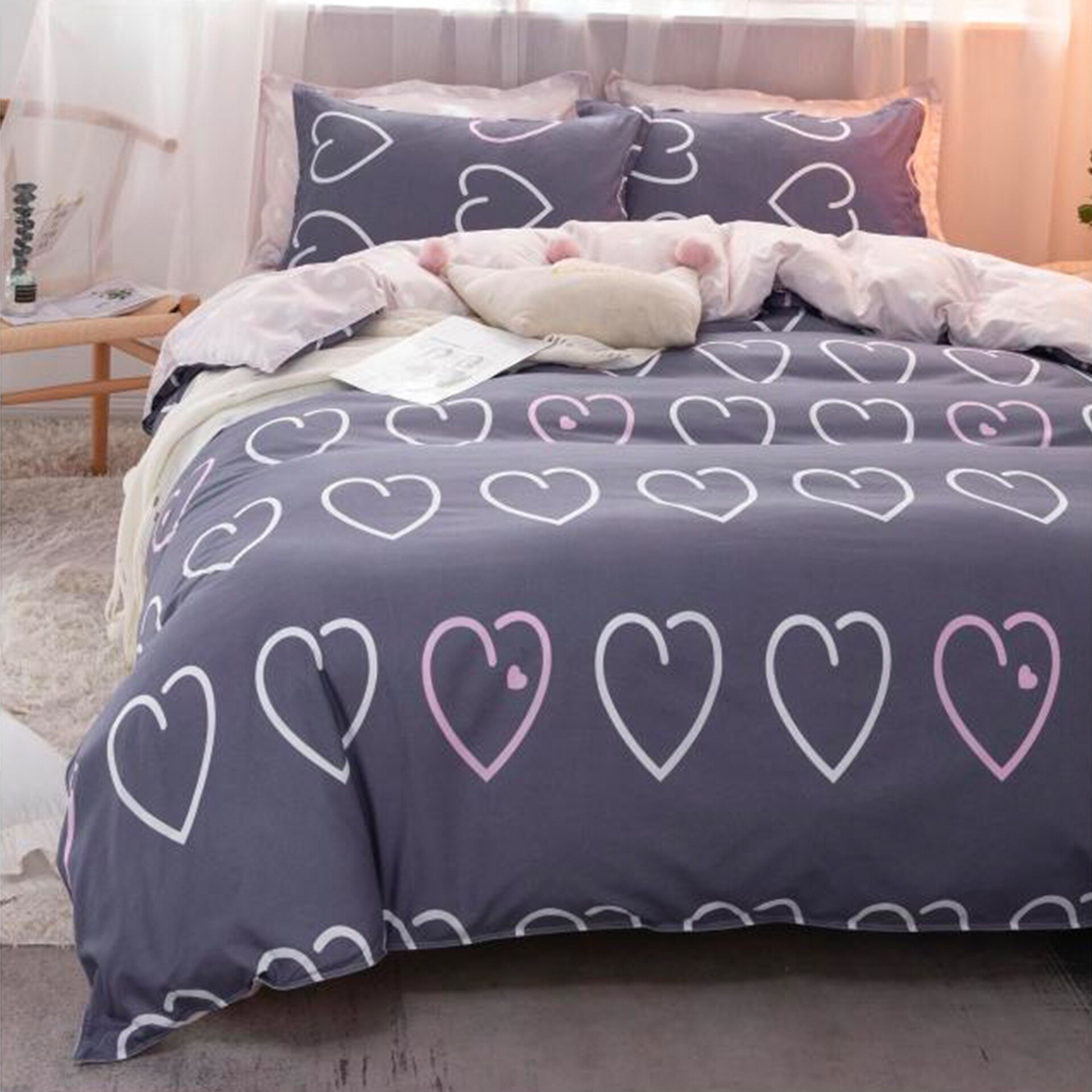 Lenjerie de pat, Pucioasa, Bumbac Satinat, 4 piese, 2 Persoane, 784/C, 200 x 230cm