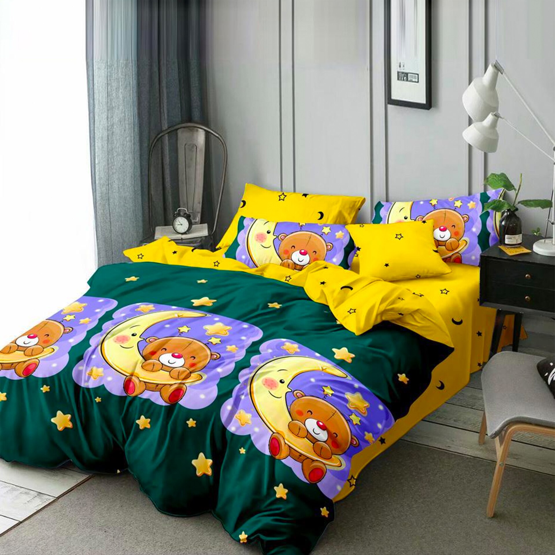 Lenjerie de pat, Pucioasa, Bumbac Satinat, 4 piese, 2 Persoane, 689/C, 200 x 230cm