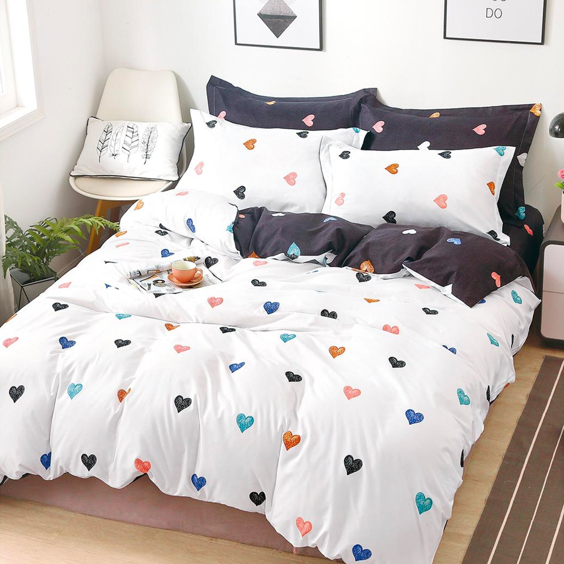 Lenjerie de pat, Pucioasa, Bumbac Satinat, 4 piese, 2 Persoane, 856/C, 200 x 230cm