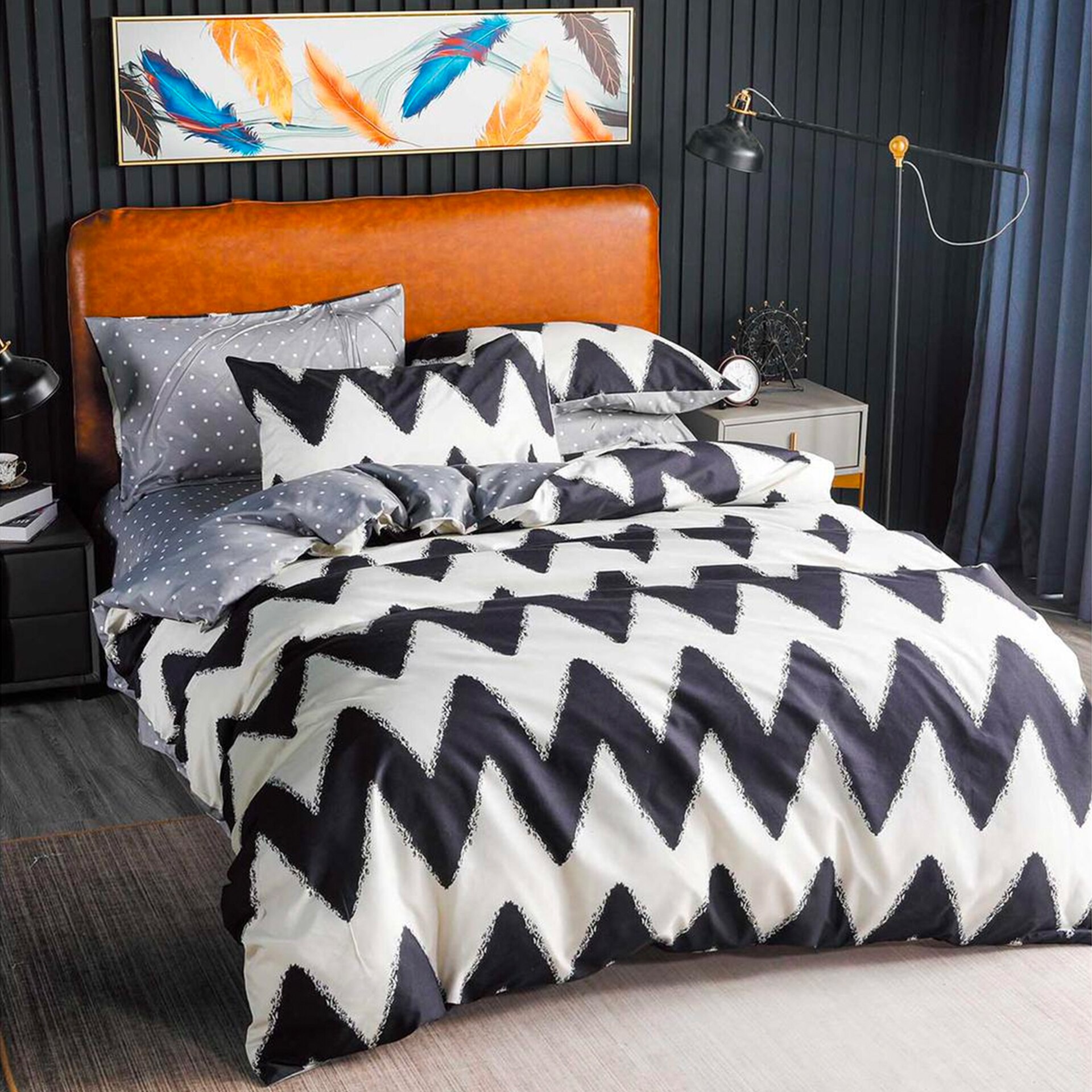 Lenjerie de pat, Pucioasa, Bumbac Satinat, 4 piese, 2 Persoane, 783/C, 200 x 230cm