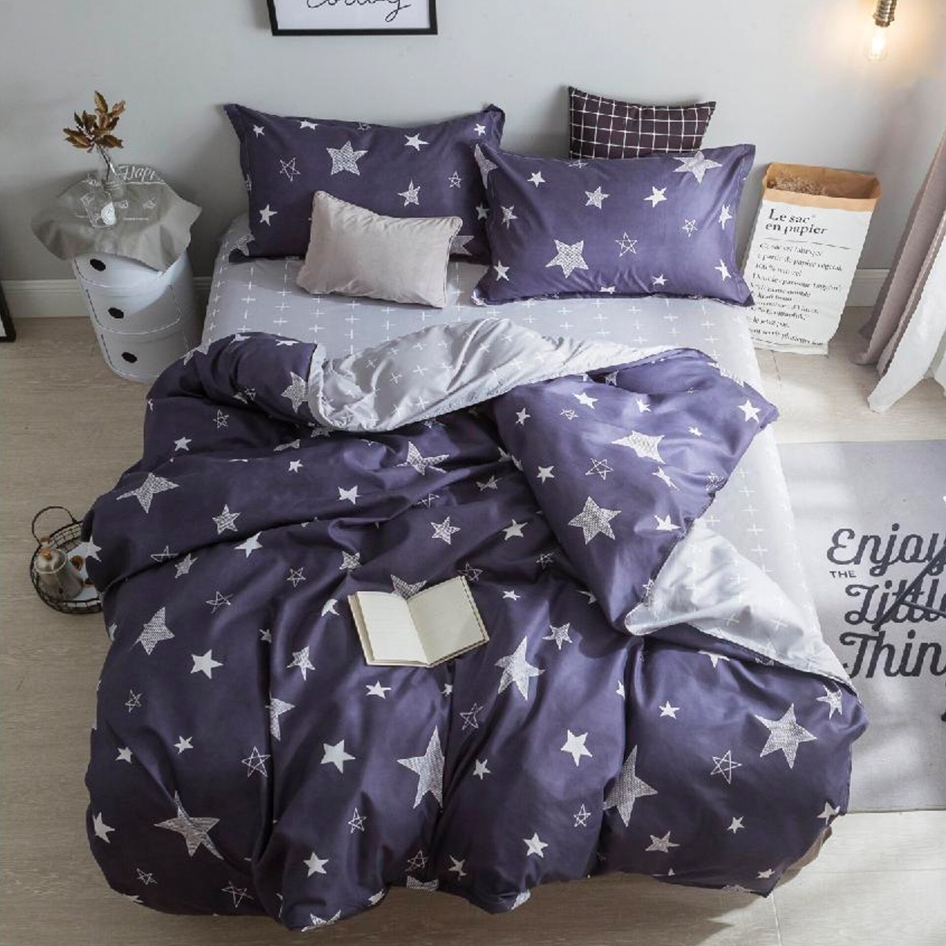 Lenjerie de pat, Pucioasa, Bumbac Satinat, 4 piese, 2 Persoane, 792/C, 200 x 230cm