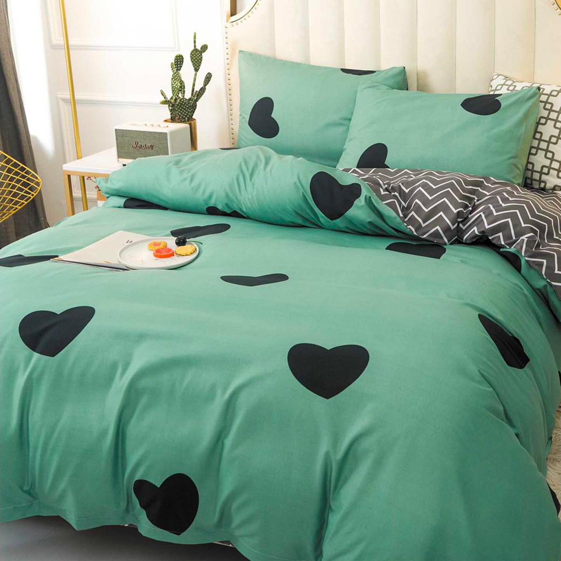 Lenjerie de pat, Pucioasa, Bumbac Satinat, 4 piese, 2 Persoane, 782/C, 200 x 230cm