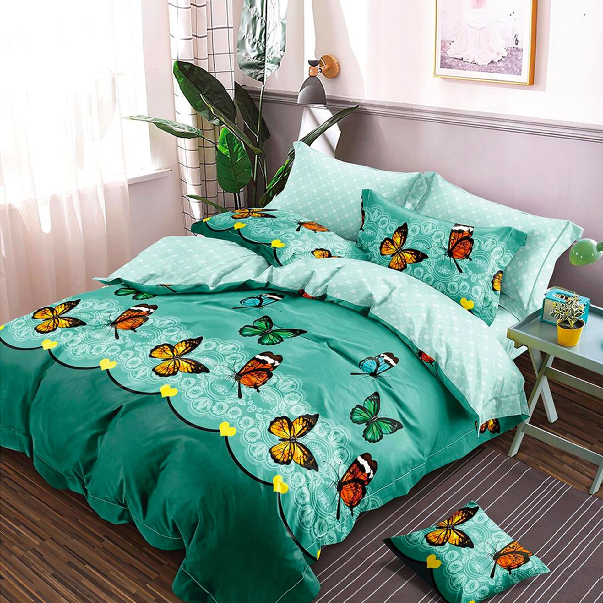 Lenjerie de pat, Pucioasa, Bumbac Satinat, 4 piese, 2 Persoane, 862/C, 200 x 230cm