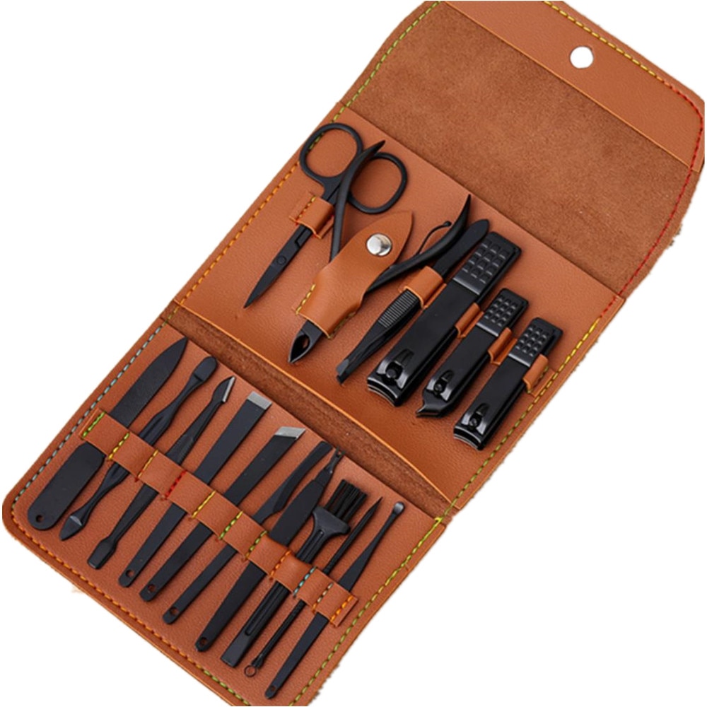 Set multifunctional de ingrijire a unghiilor YWD-FMM, Accesorii, Cutie depozitare, Maro