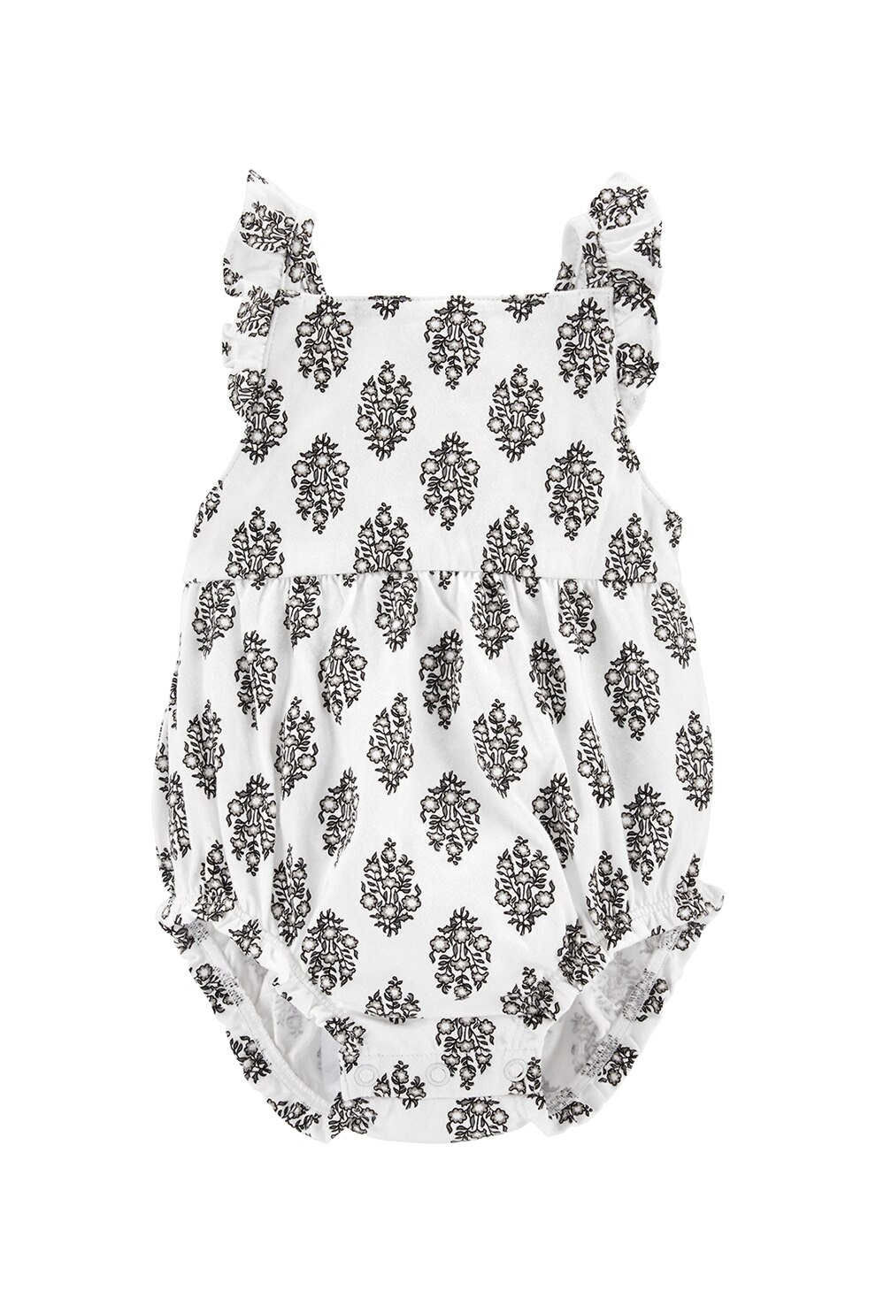 Carter's, Body de bumbac cu imprimeu floral, Alb/Negru