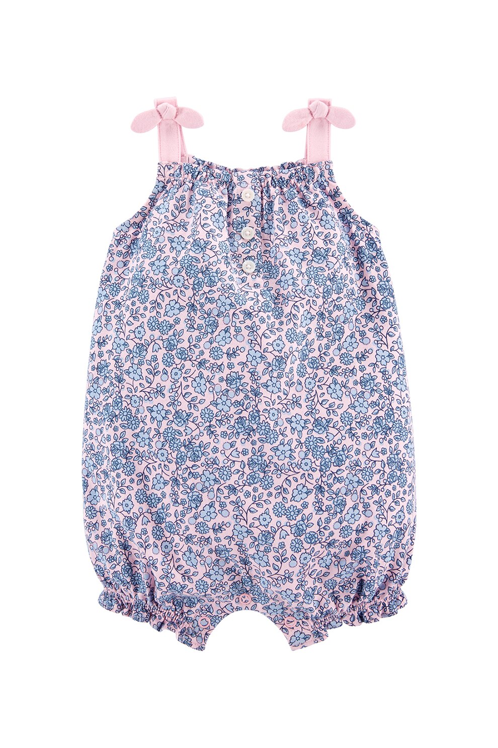 Carter's, Salopeta scurta de bumbac cu imprimeu floral, Roz pastel/Albastru