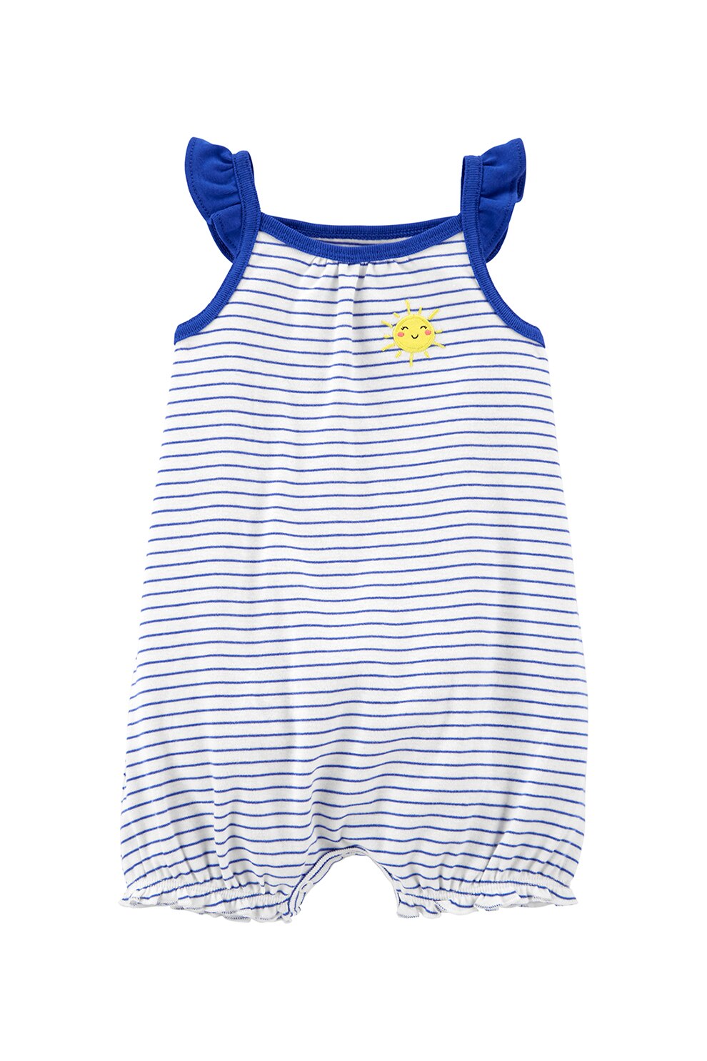 Carter's, Salopeta cu dungi si broderie, Alb/Albastru