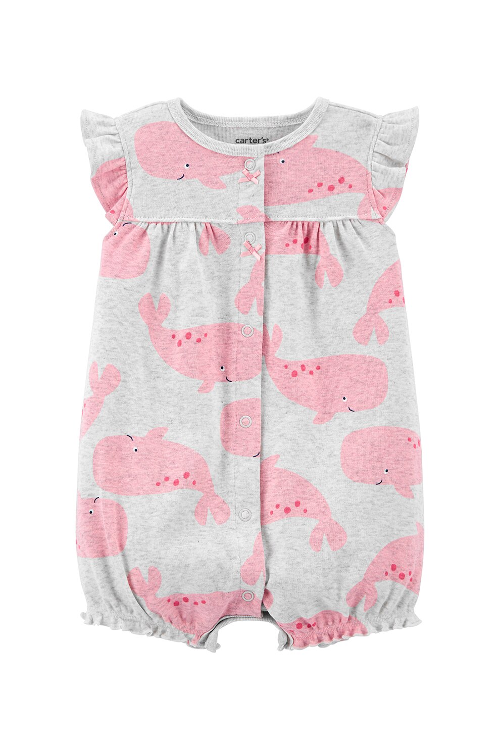 Carter's, Salopeta cu imprimeu si volane, Gri deschis/Roz