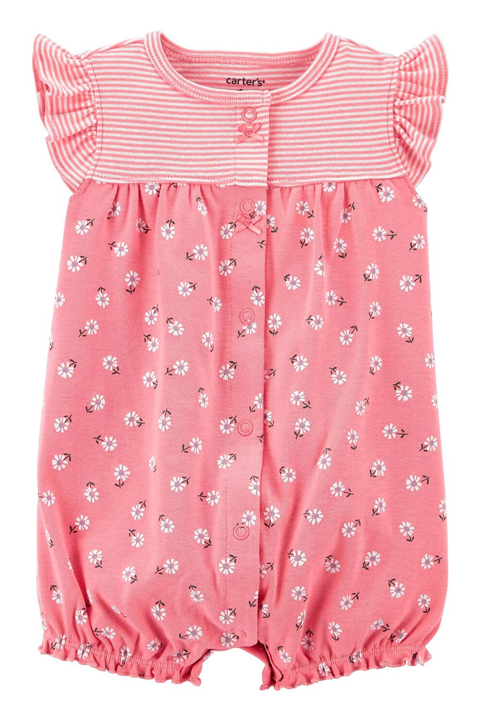 Carter's, Salopeta scurta cu volane, Roz/Alb