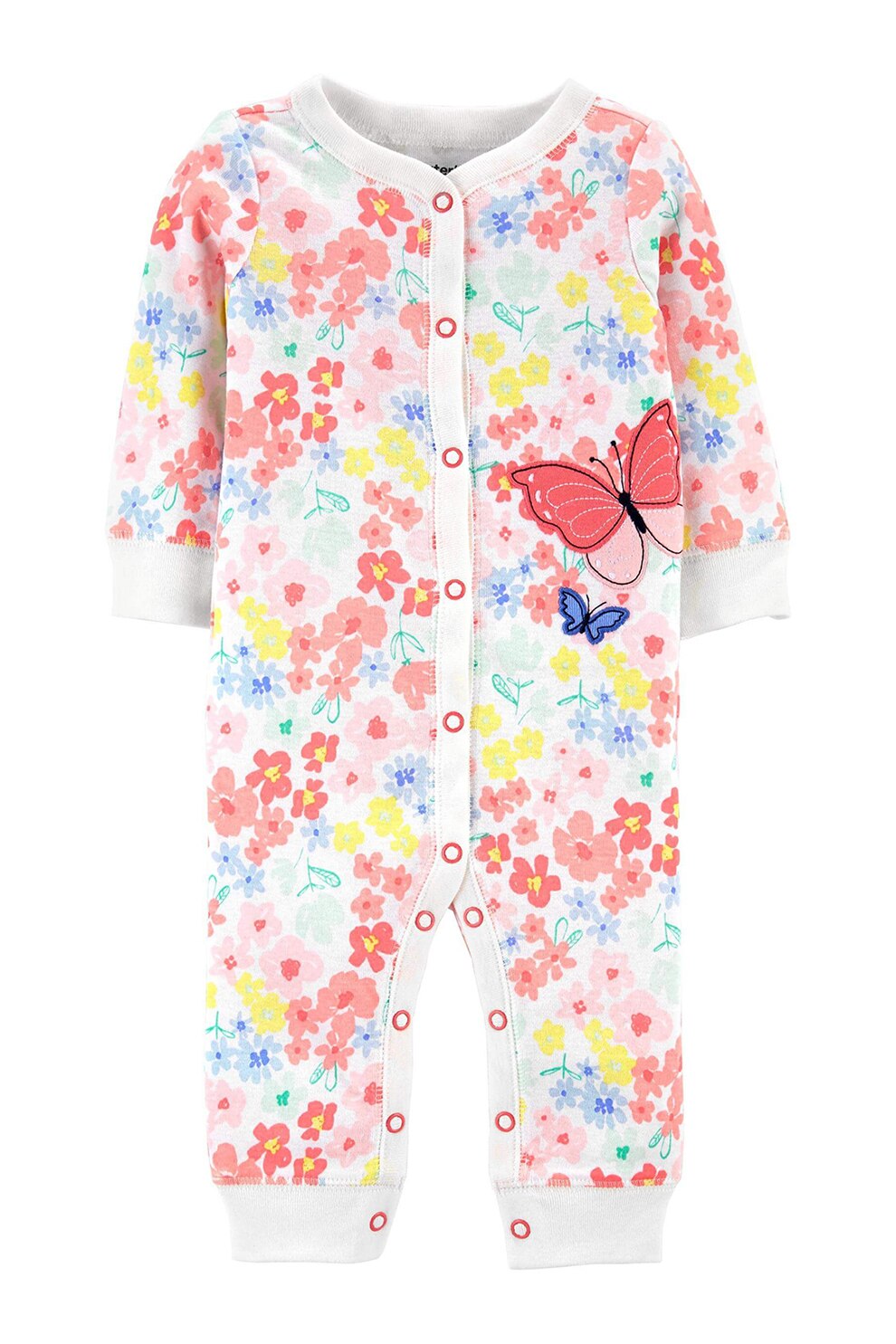 Carter's, Salopeta lunga cu model floral, Alb/Roz/Galben, 49-55 CM