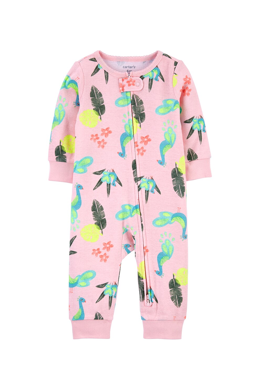 Carter's, Salopeta lunga cu imprimeu tropical, Roz/Verde/Galben