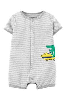 Carter's, Salopeta scurta cu broderie, gri deschis, alb, verde Carter's, Salopeta scurta cu broderie, gri deschis, alb, verde