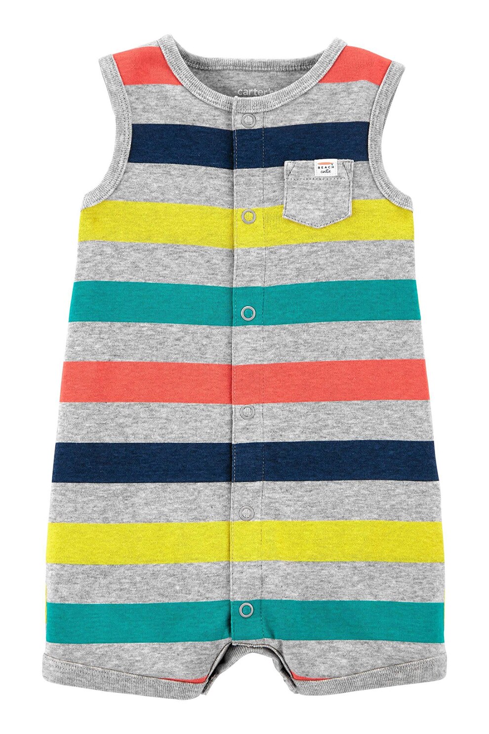 Carter's, Salopeta fara maneci, cu dungi, gri, bleumarin, rosu corai