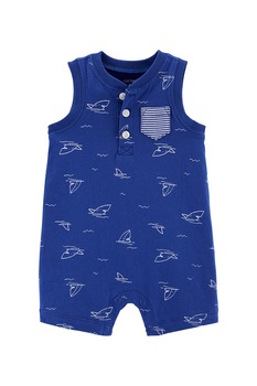 Carter's, Salopeta de bumbac cu imprimeu cu rechin, Albastru royal/Alb Carter's, Salopeta de bumbac cu imprimeu cu rechin, Albastru royal/Alb