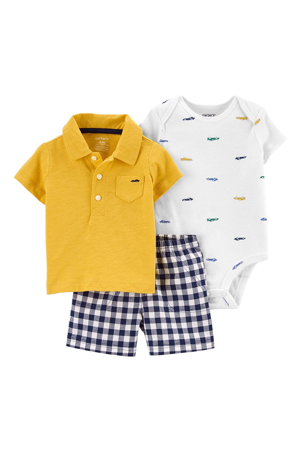 Carter's, Set de imbracaminte baieti, 3 piese, Galben mustar/Alb, Galben mustar/Alb