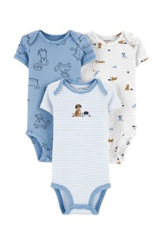 Carter's, Set de body-uri de bumbac, baieti, 3 piese, Albastru lavanda/Alb/Maro, Albastru lavanda/Alb/Maro Carter's, Set de body-uri de bumbac, baieti, 3 piese, Albastru lavanda/Alb/Maro, Albastru lavanda/Alb/Maro