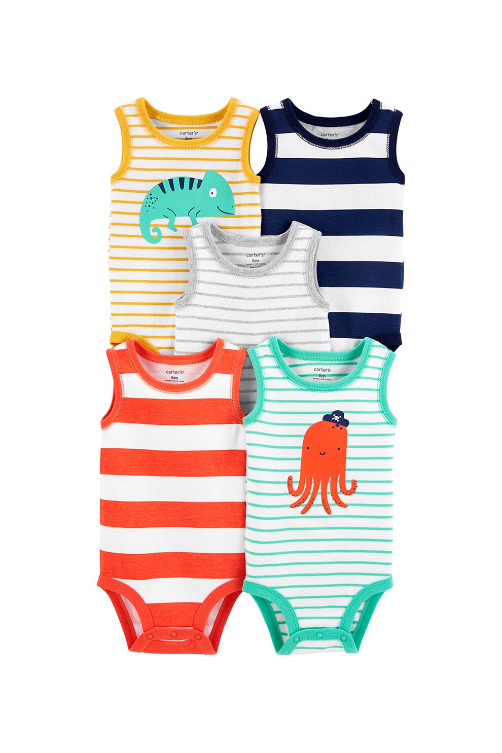 Carter's, Set de body-uri baieti, 5 piese, Bleumarin, Rosu vermilion, Alb, bleumarin, rosu vermilion, alb