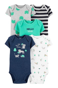 Carter's, Set de body-uri cu imprimeu grafic, baieti, 5 piese, Verde menta/Bleumarin/Gri, verde menta, bleumarin, gri Carter's, Set de body-uri cu imprimeu grafic, baieti, 5 piese, Verde menta/Bleumarin/Gri, verde menta, bleumarin, gri