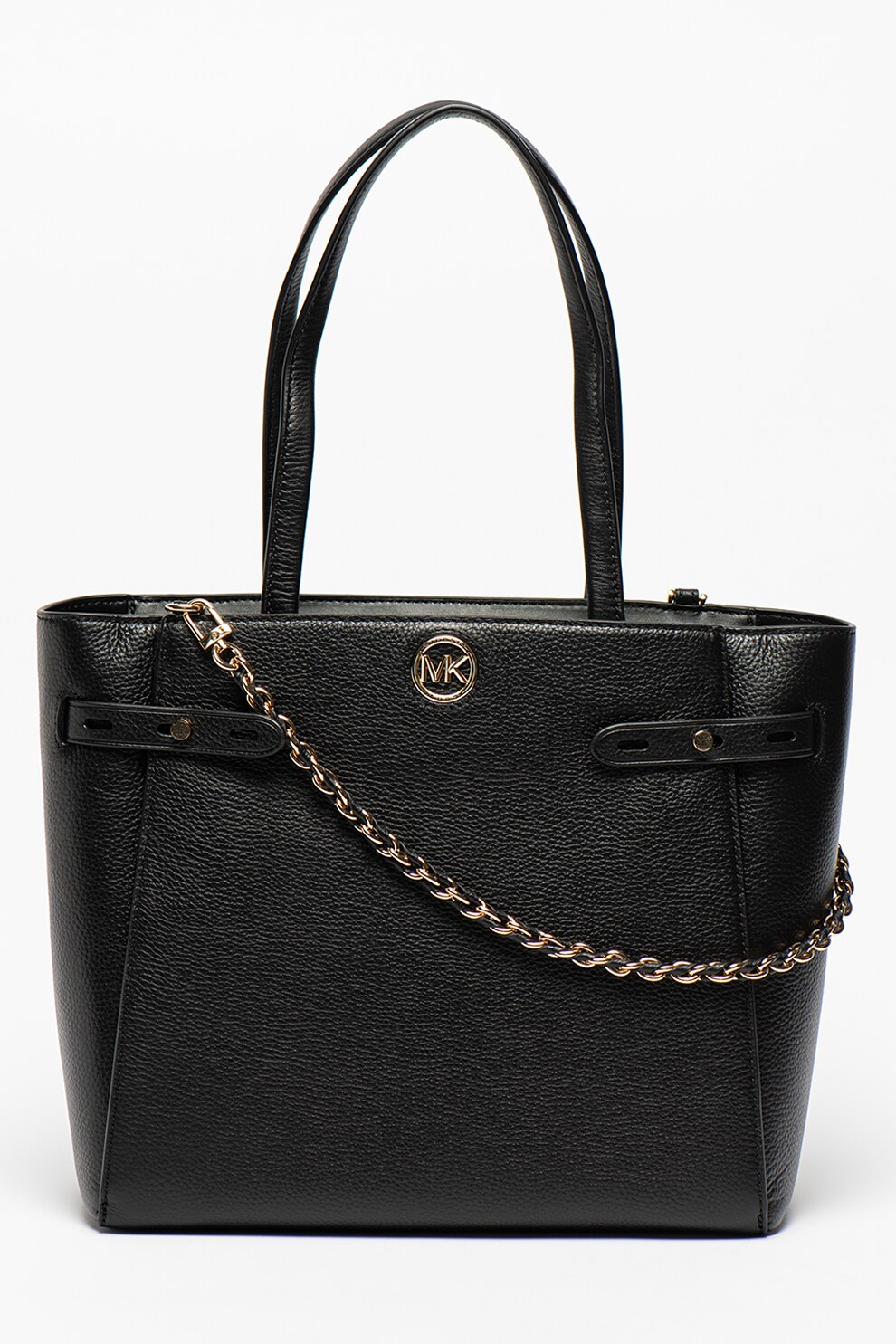 Michael Kors, Geanta tote din piele cu bareta din lant Carmen, Negru