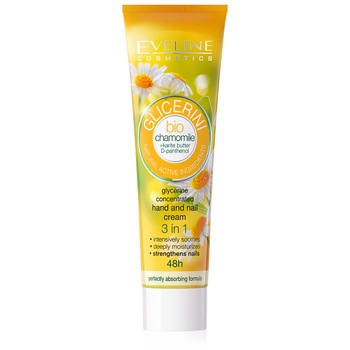 Crema de maini, Eveline Cosmetics, Glicerini bio chamomile, 3 in 1, 100 ml Crema de maini, Eveline Cosmetics, Glicerini bio chamomile, 3 in 1, 100 ml