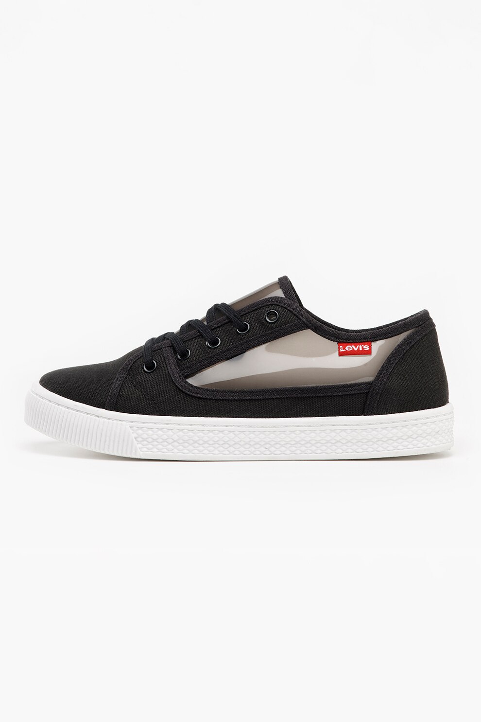 Levi's, Pantofi sport cu parti laterale transparente Malibu, Negru/Bej