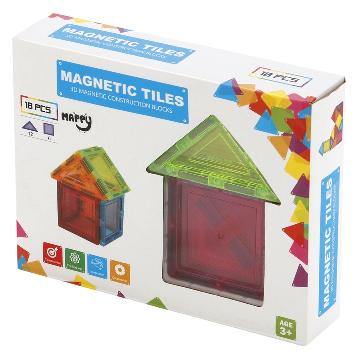 Конструктор Magnetic Tiles, 18 части