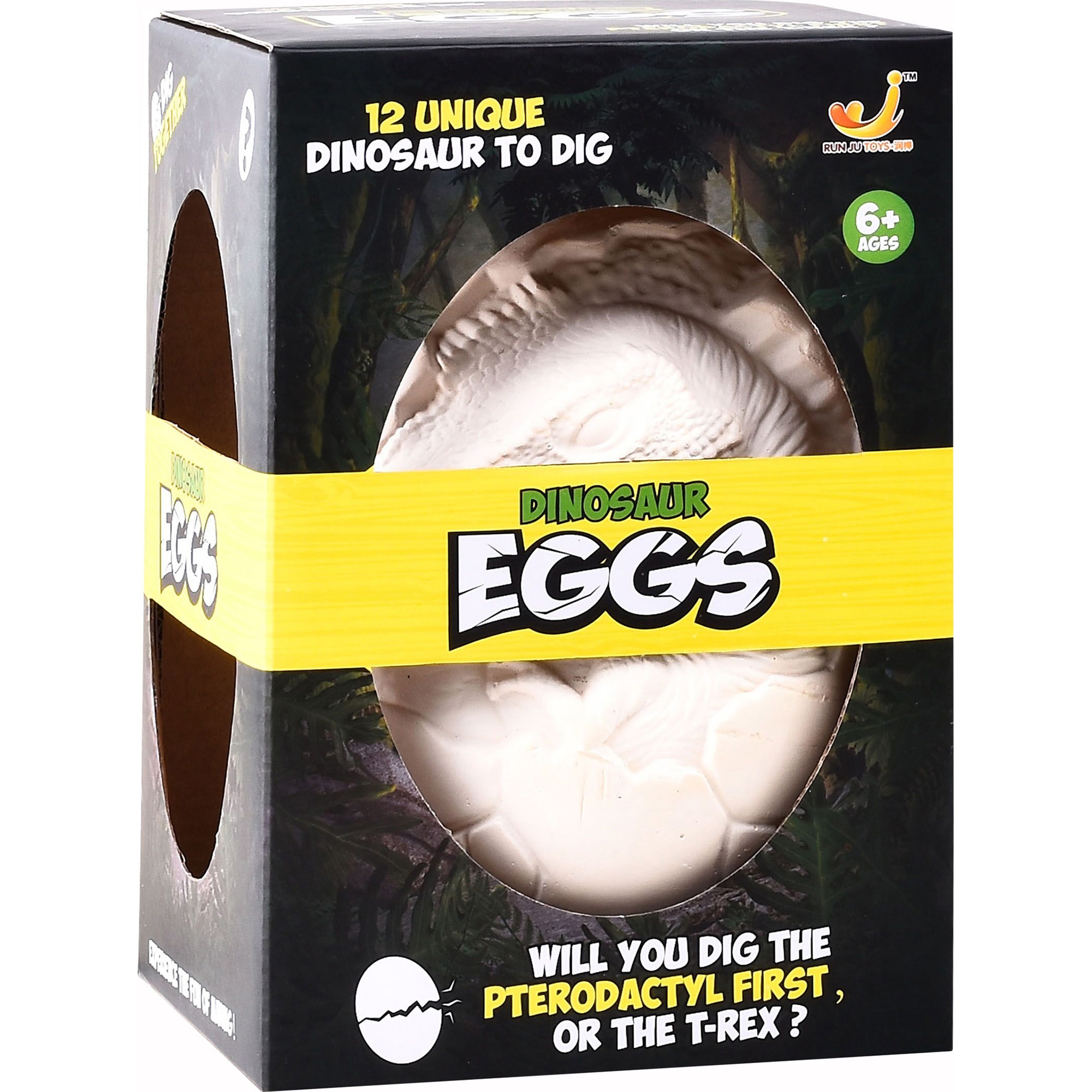 Kit arheologie Mappy Dinosaur Eggs, cu 12 dinozauri colorati si accesorii specifice excavarii