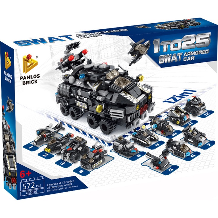 Конструктор 12in1 Panlos Brick - SWAT екип, 572 части