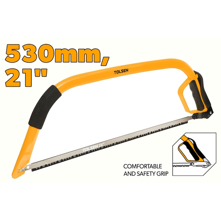 Cadru bomfaier 530 mm (30"), cu lama inclusa, cadru rezistent pentru fierastrau manual, potrivit pentru taiere metal, lemn si plastic, pentru uz profesional si gospodaresc, tensionare rapida a lamei, unghi reglabil, rezistenta la uzura, durabilitate