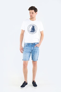 Big Star, Pantaloni scurti din denim cu mansete rasucite, Albastru deschis, 31 Big Star, Pantaloni scurti din denim cu mansete rasucite, Albastru deschis, 31