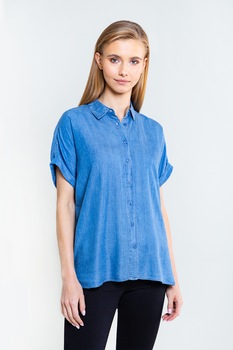 Big Star, Camasa cu maneci scurte din lyocell Elianna, Albastru Big Star, Camasa cu maneci scurte din lyocell Elianna, Albastru