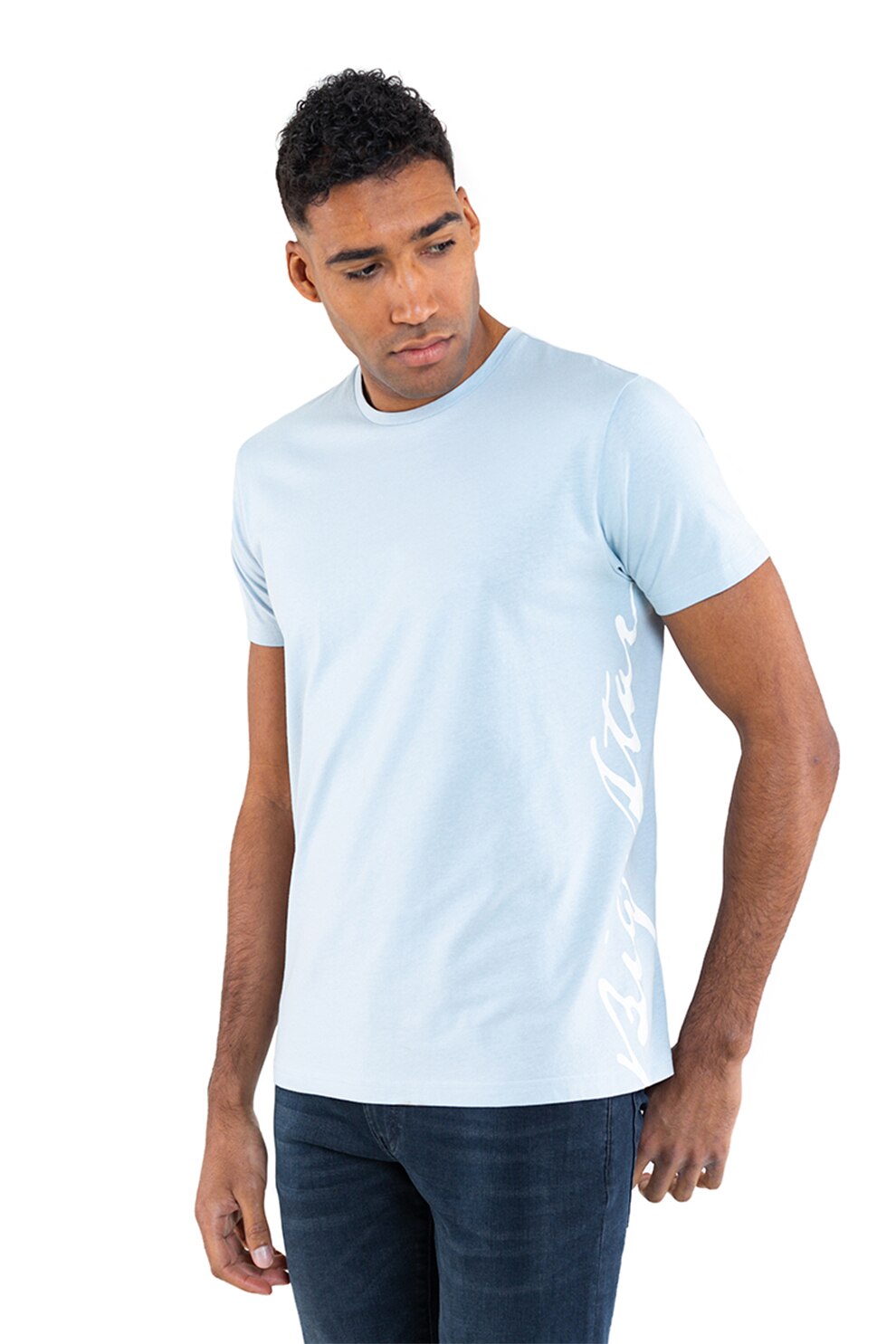 Big Star, Tricou de bumbac cu imprimeu logo, Albastru deschis, S