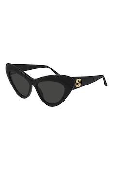 Gucci, Ochelari de soare cat-eye cu logo, Negru, 54-15-145 Standard Gucci, Ochelari de soare cat-eye cu logo, Negru, 54-15-145 Standard