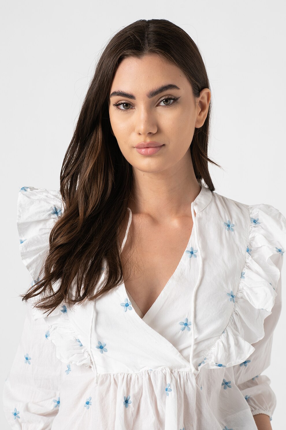 b.young, Bluza de bumbac Gandia, Alb optic/ALbastru lavanda