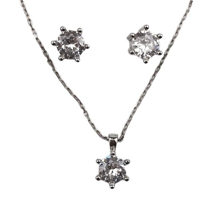 925 ezüst virág nagy készlet (fülbevalók, lánc, medál)