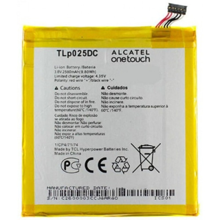 Alcatel TLp025DC eredeti, gyári akkumulátor (2580mAh, Li-Ion, One Touch Pixi 4 (6), OT-8050D)