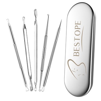 Set ustensile pentru scoaterea cosurilor si punctelor negre, Bestope, Otel inoxidabil, Argintiu, 5 bucati Set ustensile pentru scoaterea cosurilor si punctelor negre, Bestope, Otel inoxidabil, Argintiu, 5 bucati