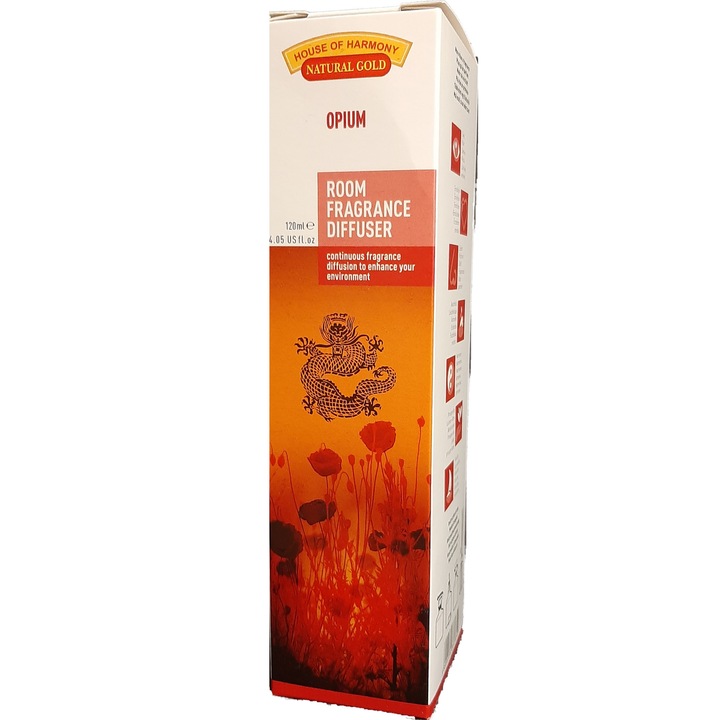 Bambuszpálcás illatosító Opium designer díszüveggel és dekoratív bambuszpálcikákkal 120 ml